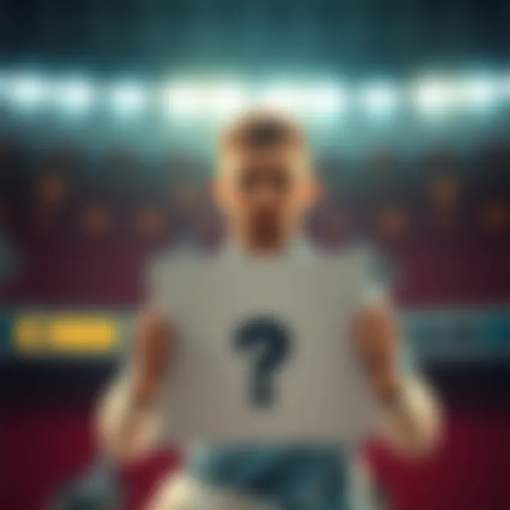 A person holding a sign offering a reward for identifying a player, with a question mark graphic.
