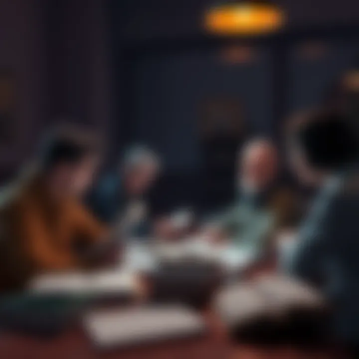 A scene showing readers engaged in a discussion about the Reze Arc, with books and notes spread out on a table.