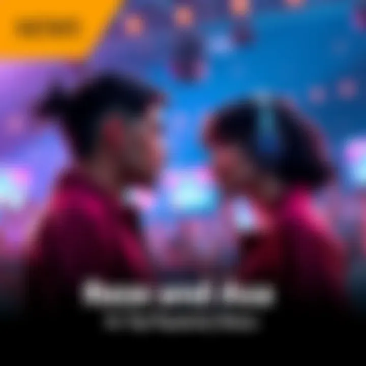 Reze and Asa Compete for Popularity Reze and Asa facing off in a lively competition, with fans cheering in the background.