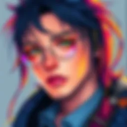 A colorful drawing of the character Reze, showcasing vibrant details and artistic style