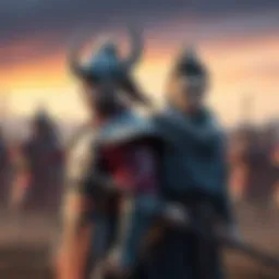 Riboku and his new ally preparing for battle Riboku stands confidently beside his new ally, both ready to confront the Qin army, with intense determination on their faces.