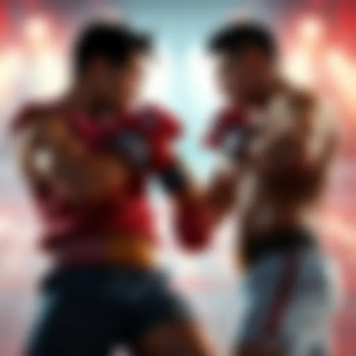 Ricardo and Sendo face off Ricardo and Sendo in a tense moment during a fight, adrenaline high as they prepare for action