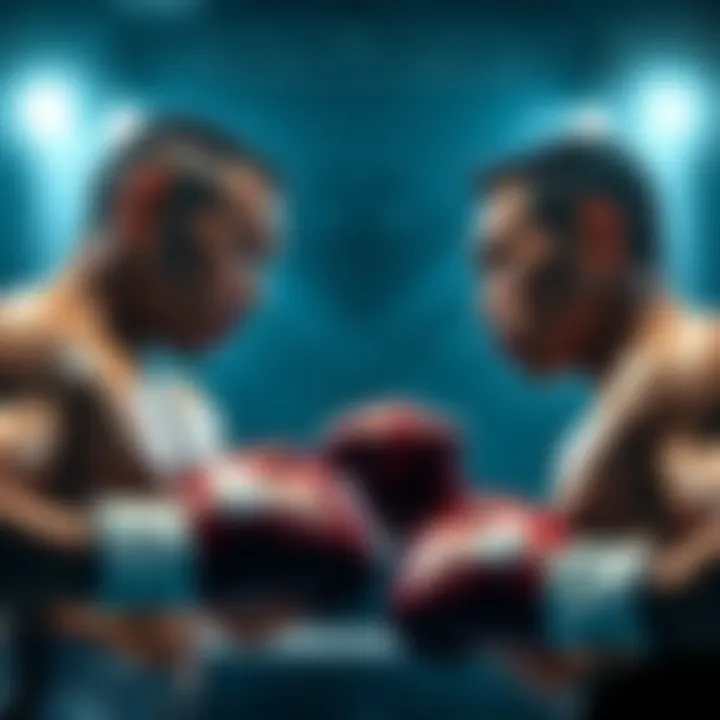 Ricardo and Takamura in boxing gear, ready for a match, showcasing their athletic builds and determination