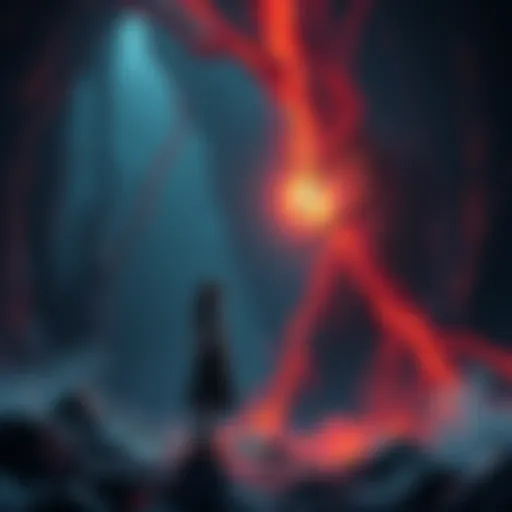 Riko confronts her mother in the abyss Riko stands in a dark abyss, looking shocked as her mother reaches for a glowing power source, revealing her betrayal.
