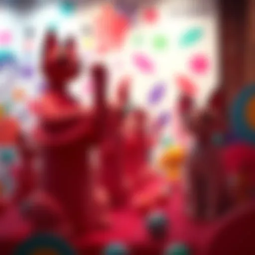 Colorful RinneKO Art Display A vibrant display of RinneKO's art featuring abstract shapes and bold colors that challenge traditional cultural norms.