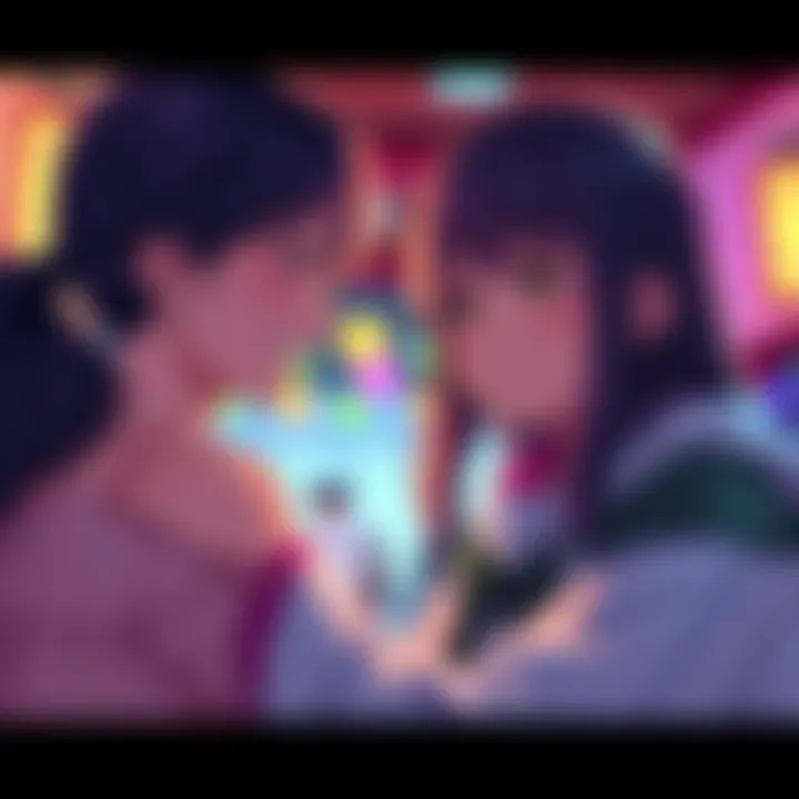 Riona joyfully receiving kindness from her Senpai, capturing a heartfelt moment of connection and happiness.