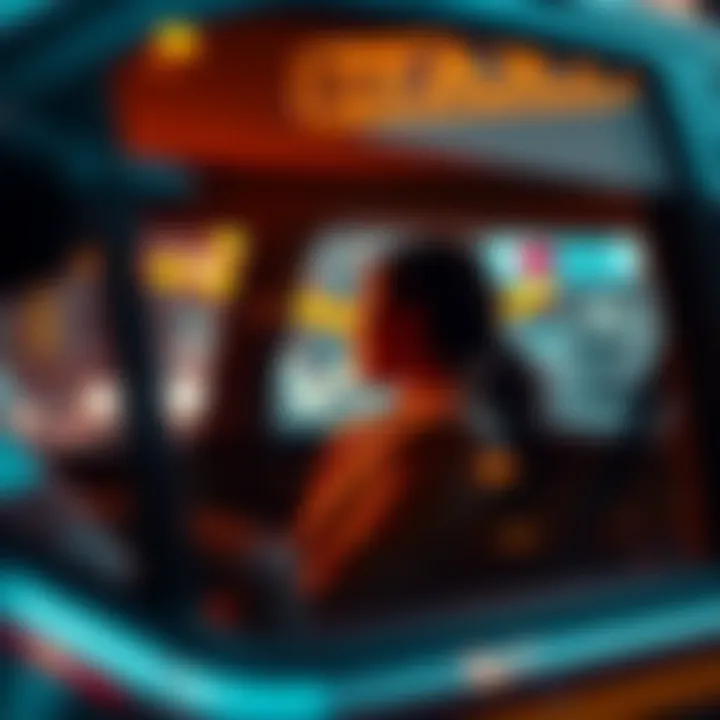 Riona in a taxi Riona sitting in the backseat of a taxi, looking out the window at city lights, reflecting on her journey.