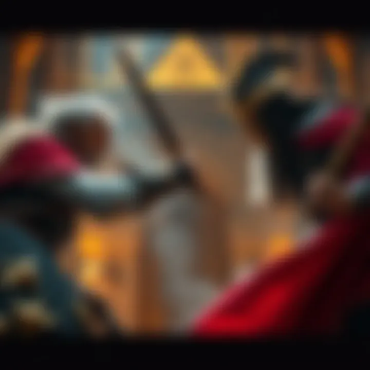 Rip Van Winkle faces Tubalcain Alhambra in an intense duel, showcasing their unique strengths and attributes.