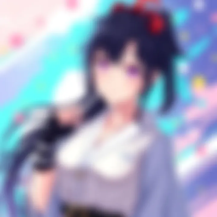 A digital illustration of Riruka, showcasing her unique style and personality traits, set against a colorful background that highlights her significance in the story.