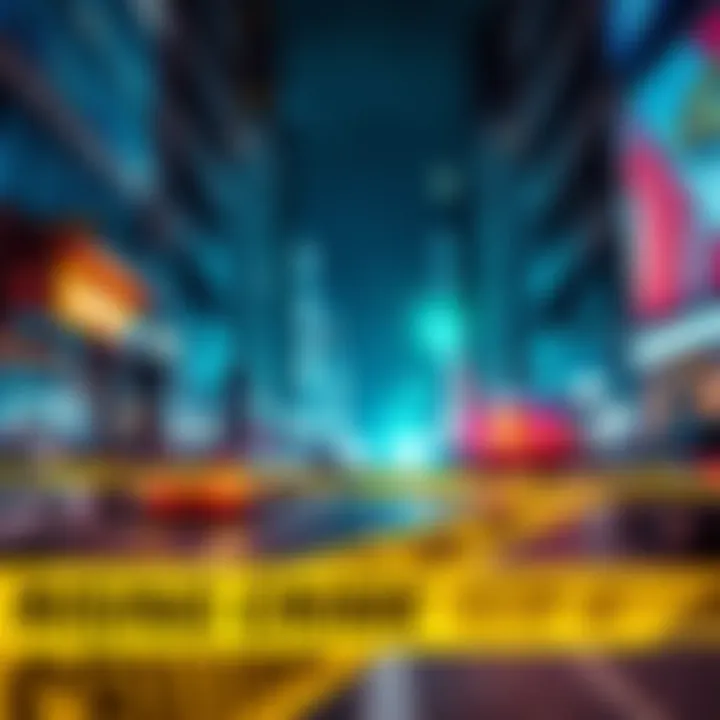 A city street showing increased crime with police presence and caution tape