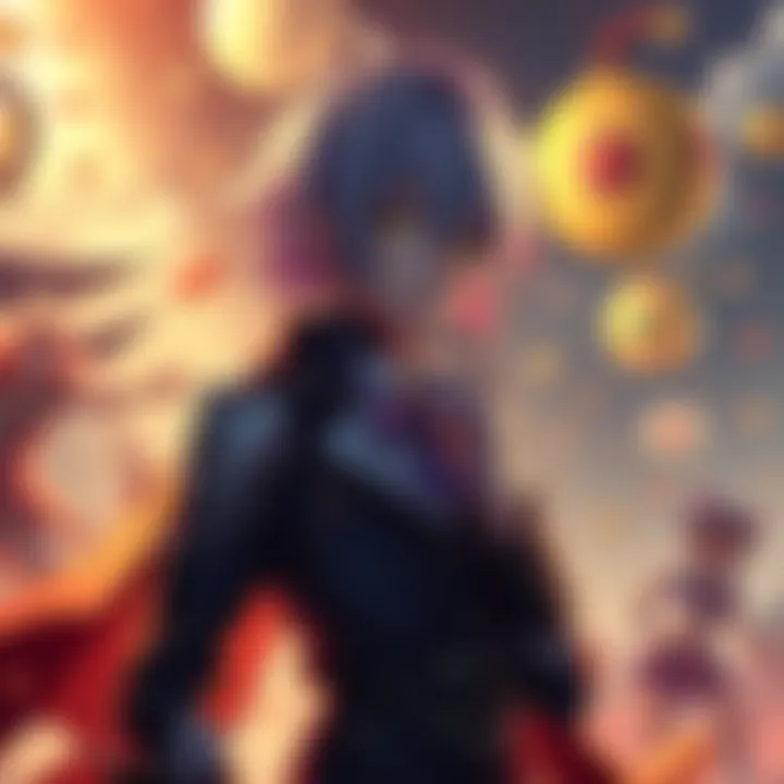 Risotto from Golden Wind Character Risotto stands thoughtfully, with a backdrop depicting elements from Golden Wind, reflecting a sense of age debate.