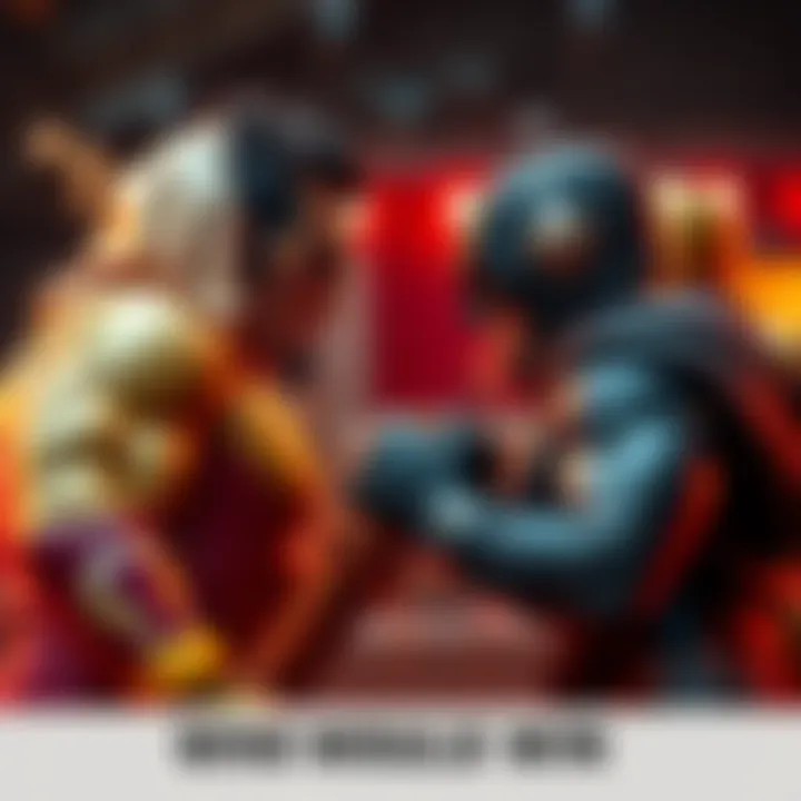Two iconic figures are in a dramatic showdown, ready to compete against each other in a thrilling contest.