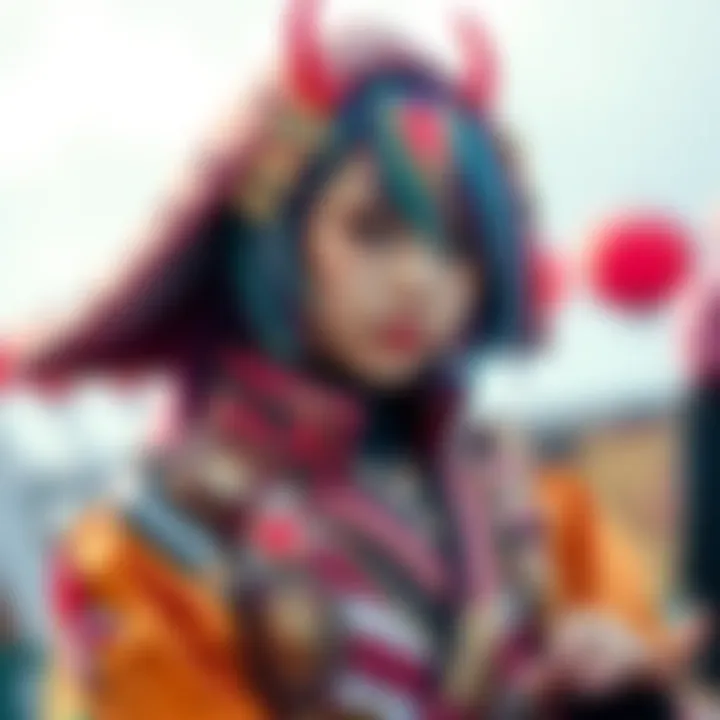 A detailed ROACH Kurourushi cosplay showcasing vibrant colors and intricate design details. The artist poses confidently, embodying the character's unique style.