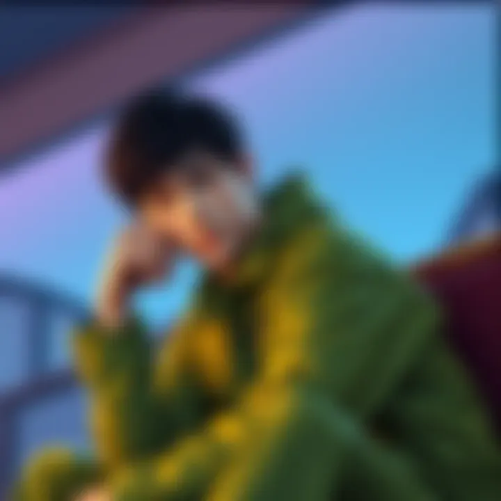 Rock Lee in a thoughtful pose Rock Lee sitting in a serene environment, reflecting with a calm expression and his signature green jumpsuit