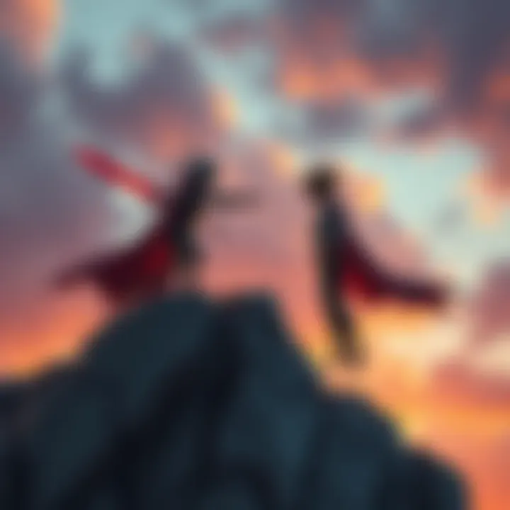 Rivalry between Rocks and Roger Rocks and Roger face off on a rocky cliff, tension visible as they prepare for confrontation in God Valley.