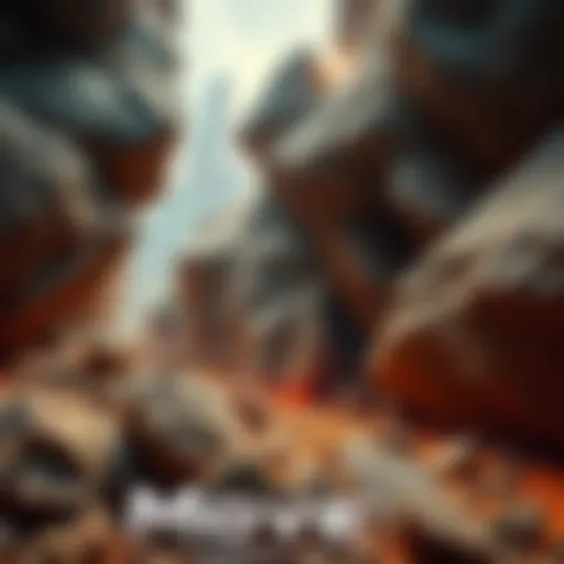 Rocks shifting and moving as a result of Imu's impact and techniques