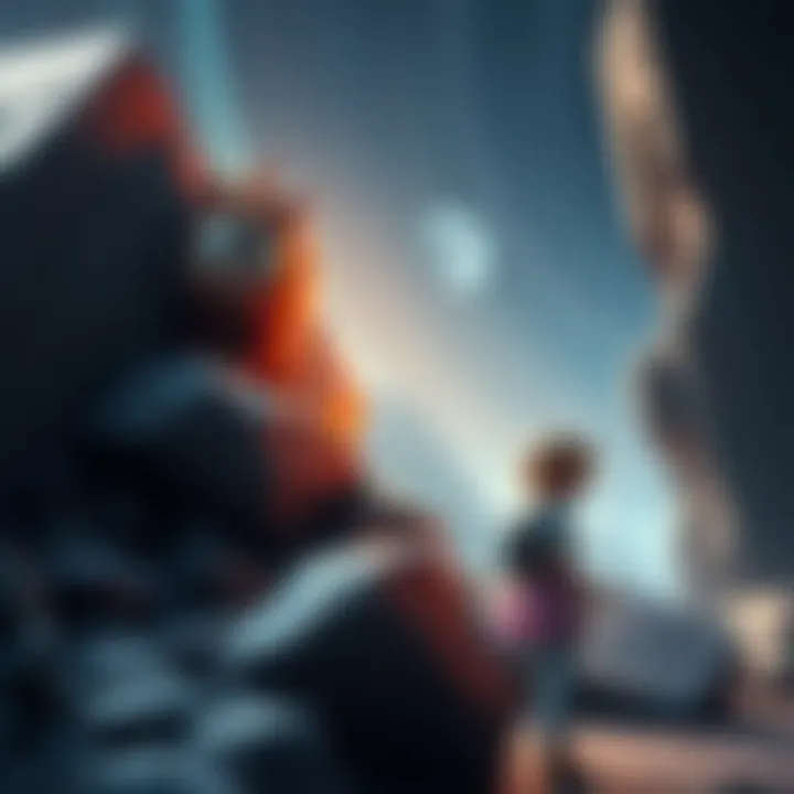 Rocks observing Dorry and Brogy A group of rocks watching two characters, Dorry and Brogy, engaged in a lively adventure.