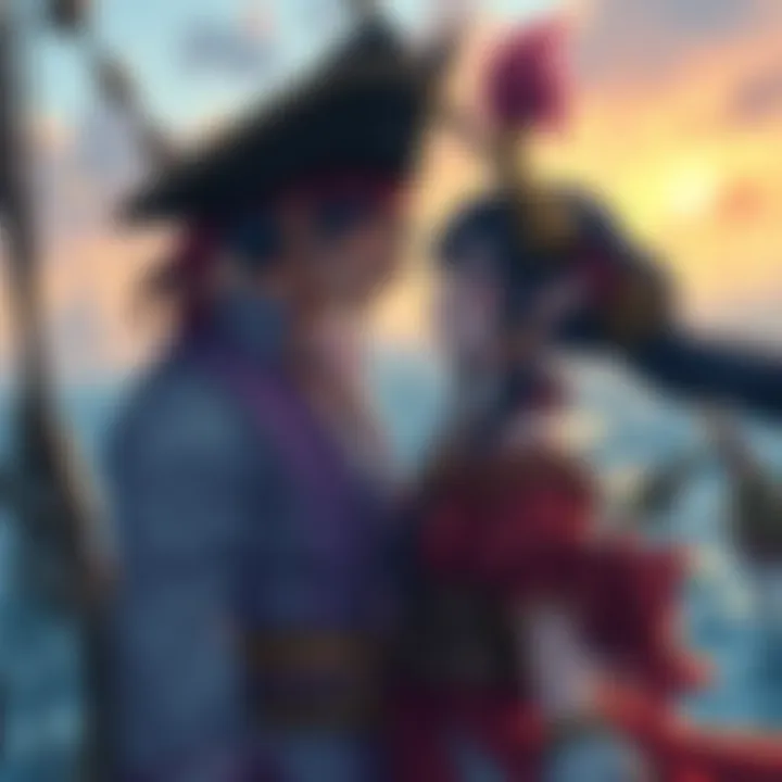 Roger and Shakuyaku share an affectionate moment in the pirate world, symbolizing love among Kuja Empresses.