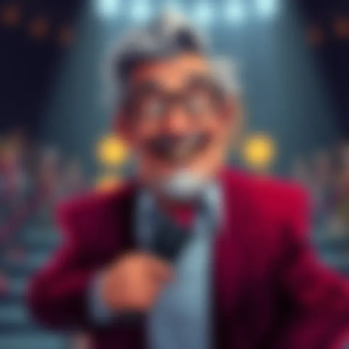 A cartoon-style illustration of Roger, once a powerful figure, now depicted with exaggerated comedic features, showcasing his transition from authority to humor.