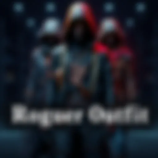 A display of various rogue outfits featuring dark leather gear and stylish accessories, showcasing popular choices and future designs.
