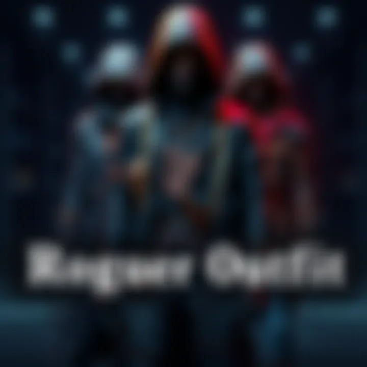 A display of various rogue outfits featuring dark leather gear and stylish accessories, showcasing popular choices and future designs.