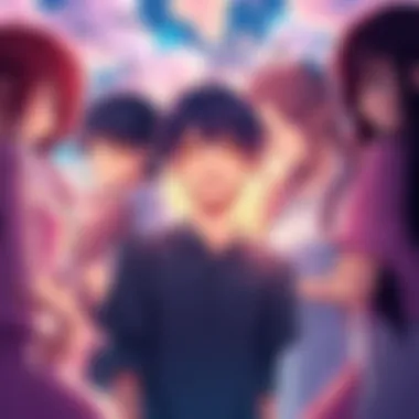 Romance Anime Characters A selection of popular romance anime characters, showcasing a mix of emotions and adventures, with vibrant backgrounds representing their stories.