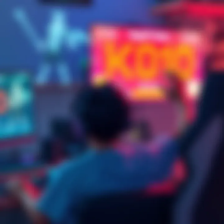 Rookie gamer frustrated with gameplay A frustrated rookie player sits in front of a gaming setup, looking at the screen displaying a high number of KOs. The character models of Ninjuro and Kizaru are visible in the background, highlightin...