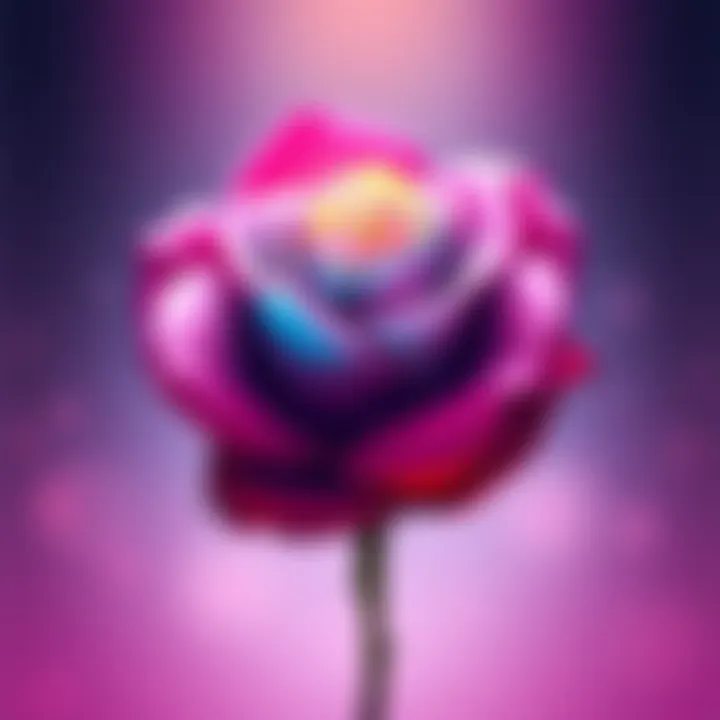 A digital illustration of a rose emoji, showing its vibrant colors and detailed petals, representing emotions and relationships in communication.