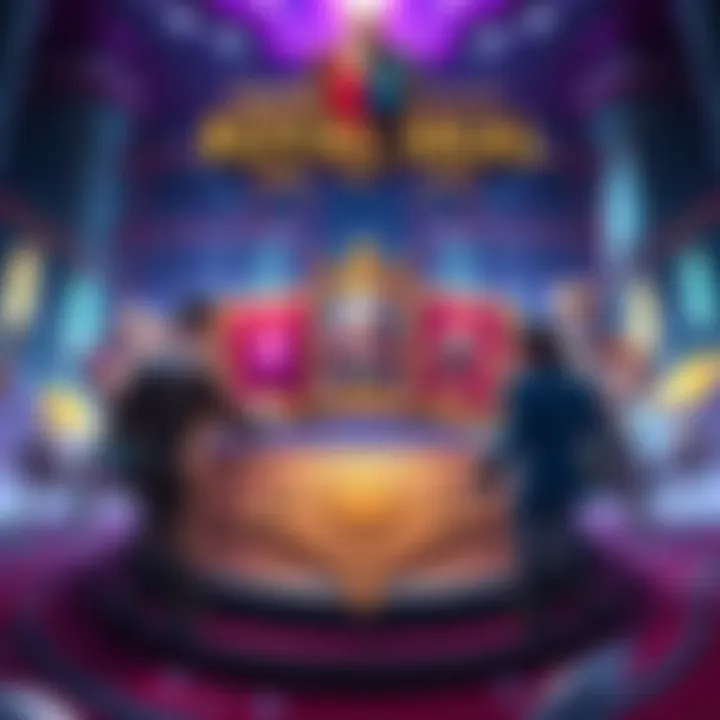 Royal Deal Card Gameplay A strategic card game display featuring unique cards with various suits and abilities, showcasing an intense battle scenario.