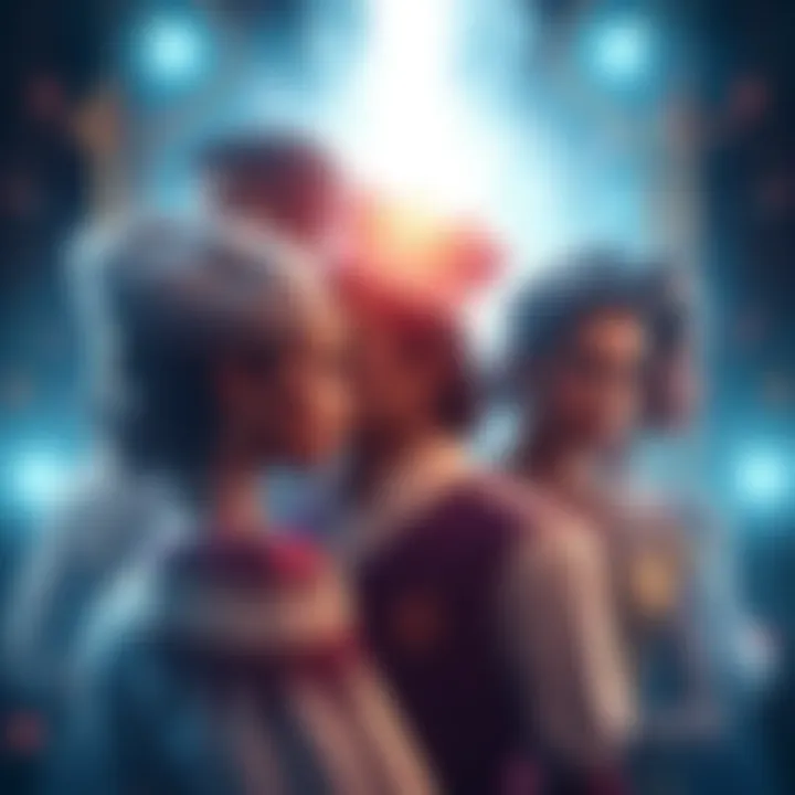An artistic representation of the royal family surrounded by glowing light, symbolizing the act of erasing memories from Eldians.