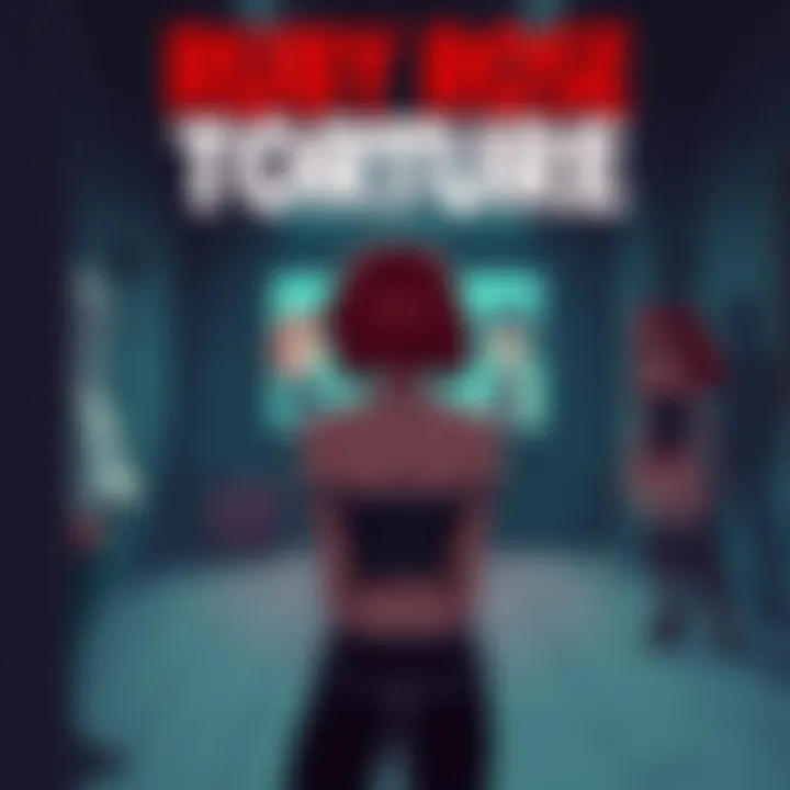 Ruby Rose is seen in a dimly lit room, shackled and watching the cartoon Velma on a screen, while Cinder Fall and Neo Politan stand menacingly nearby