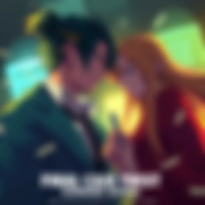 Rum and Wakasa in a dramatic confrontation, surrounded by clues from the case