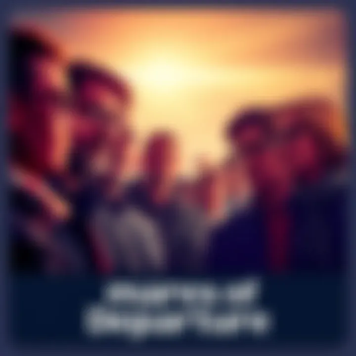 Rumors of Departure A group of concerned supporters discussing rumors of a potential exit, looking anxious and contemplative.