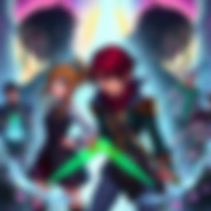 Lesser-known characters from RWBY: Arrowfell including Olive Harper, Hanlon Fifeston, Amoncio Glass, and Bram Thornmane, set against a dynamic fantasy background.