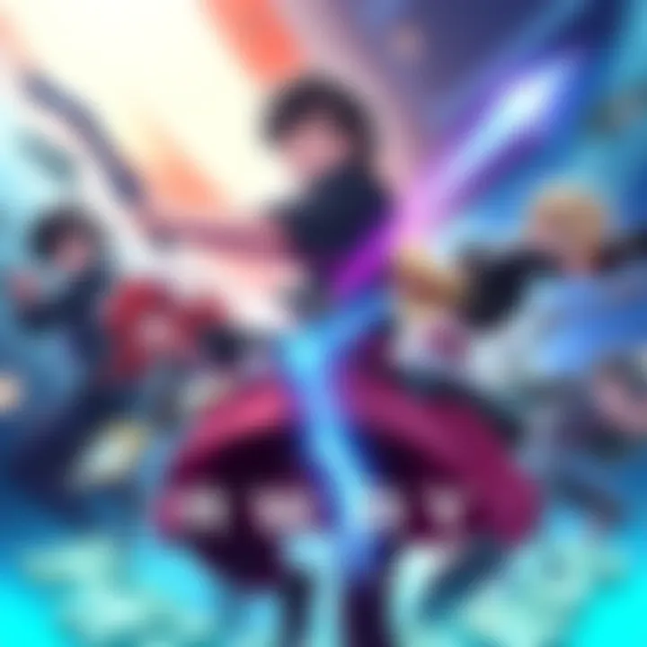 Main RWBY characters in an action-packed scene highlighting their personalities and abilities