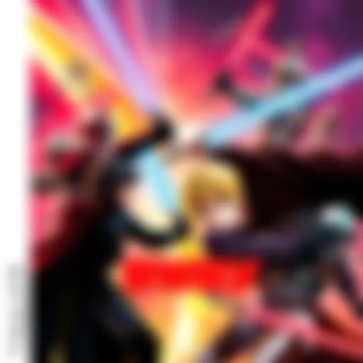A dynamic scene featuring characters from RWBY and Clone Wars clashing in an epic battle with vibrant colors and action-packed visuals.