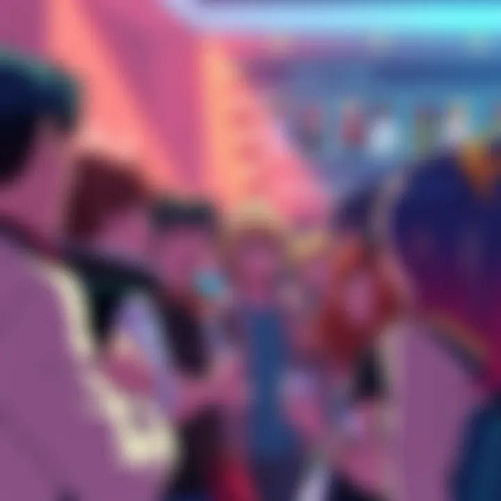 Group of RWBY fans passionately discussing character relationships and shipping ideas at a fan event