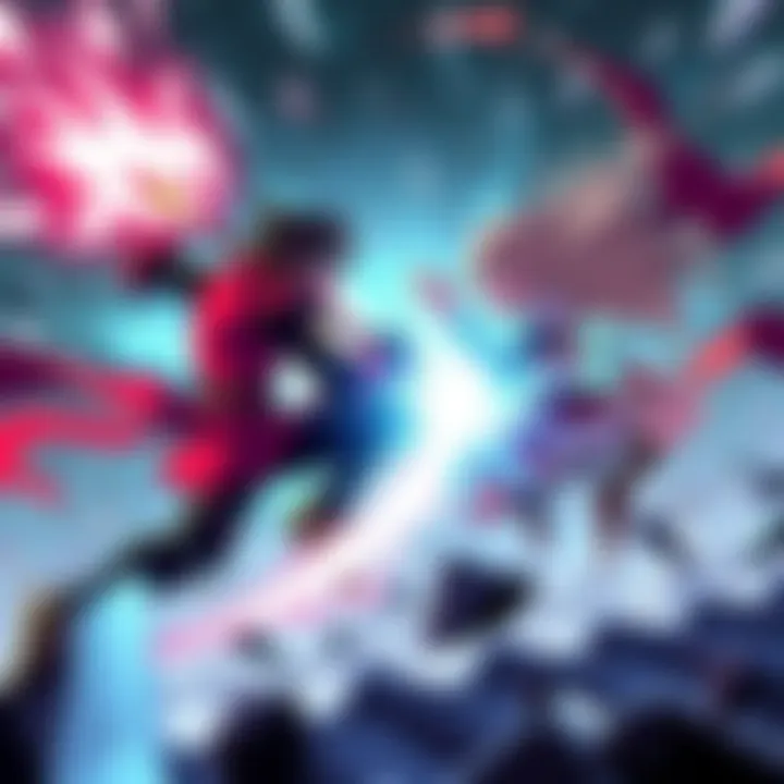 Action-packed moment featuring characters from RWBY engaging in a dynamic battle