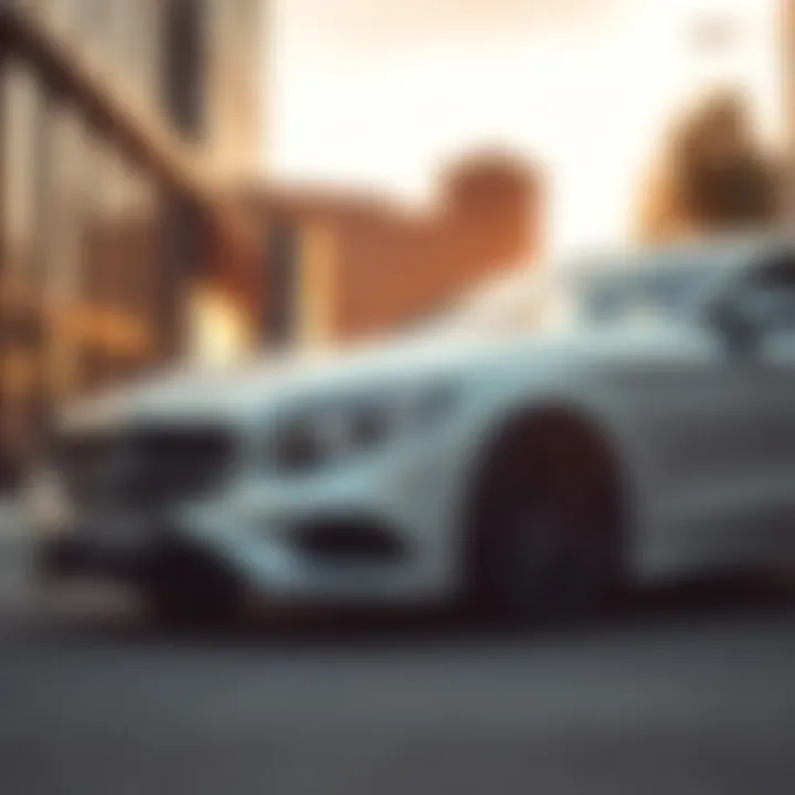 A sleek S-Class car parked in an urban setting, showcasing its strong design and stylish features, symbolizing the tough exterior of individuals.