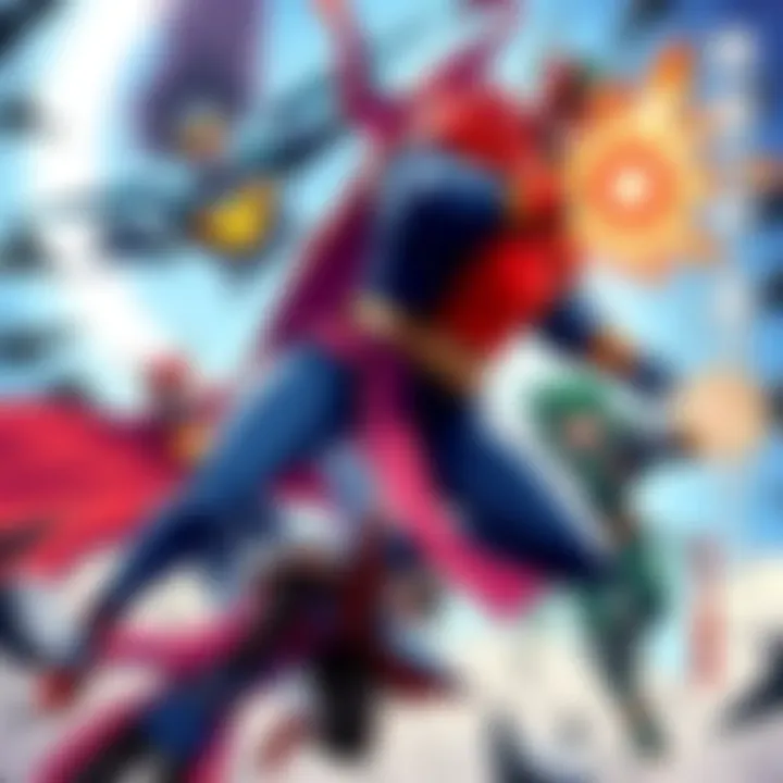 Dynamic scene showcasing S-Class heroes battling with contrasting styles from the webcomic and manga.