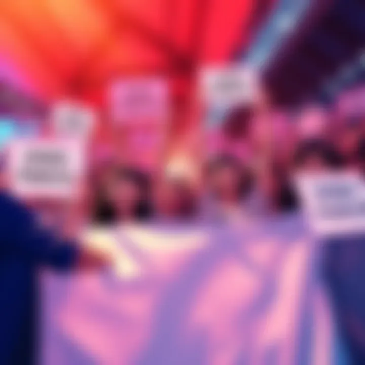 Fans celebrating the announcement of Saba's fanbase name with joy and excitement, holding signs and wearing merchandise.