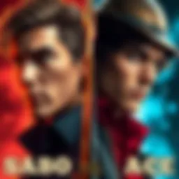 A split image showing Sabo on the left and Ace on the right, highlighting their iconic looks and character traits.
