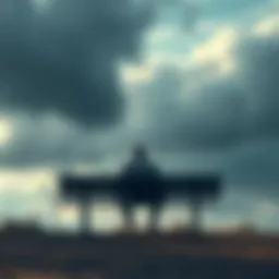 A person sitting alone on a bench under a cloudy sky, looking down with a somber expression.