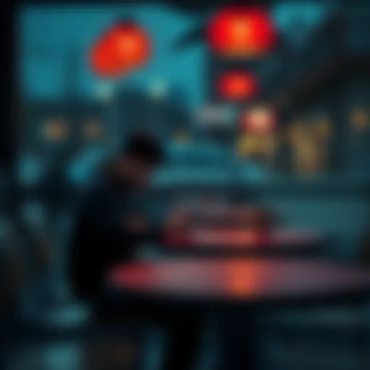 A person sits alone at a cafe table, looking disappointed while checking their phone for messages, symbolizing being stood up on a date