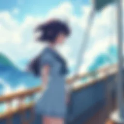 Sailor Okina at Sea Sailor Okina standing on a ship deck, looking out at the ocean with waves crashing around him.