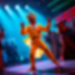 Saint Charlo performs a joyful dance, captivating the audience with his lively moves and charm.