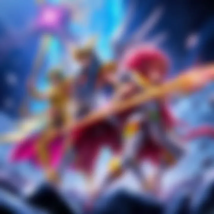 A vibrant illustration of characters inspired by Saint Seiya, showcasing unique armor designs and action poses, engaging in combat within a mystical setting.