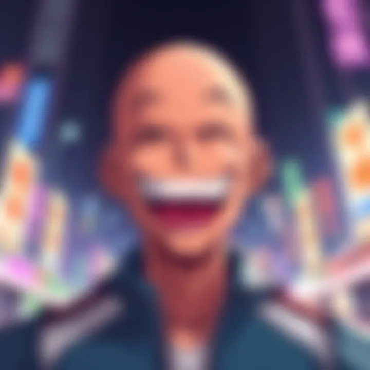 Saitama with a big smile, showcasing his joyful personality that highlights the emotion in Murata's art