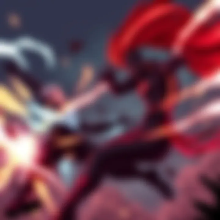 Saitama and Garou engage in an intense battle scene with dynamic poses and energy effects