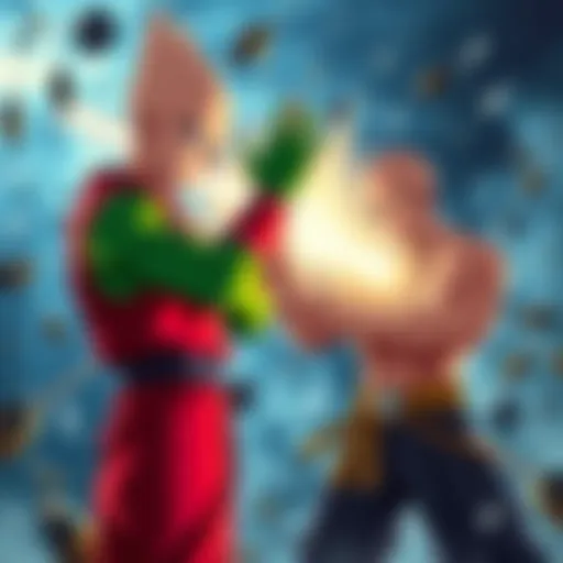Saitama and Piccolo face off in a dramatic battle scene, showcasing their unique powers and fighting styles.